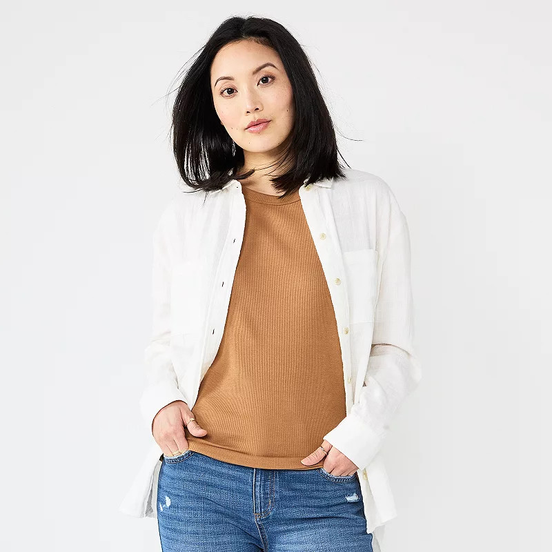 Women's Sonoma Goods For Life® Relaxed Button Down Shirt | Kohl's
