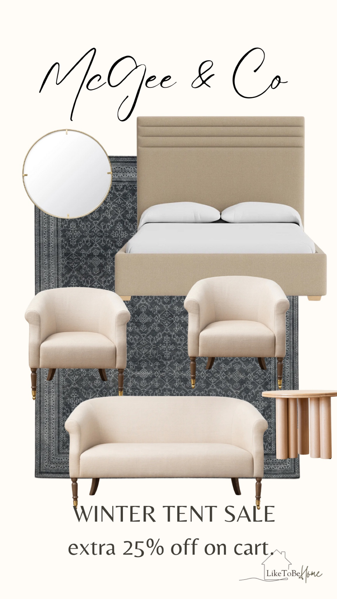 Elevate your home with timeless pieces during the McGee & Co. Winter Tent Sale! ✨ Enjoy an extra 25% off on cart and refresh your space with cozy neutrals, luxurious textures, and classic designs.

	•	McGee & Co Winter Tent Sale
	•	Neutral furniture deals
	•	Modern home decor sale
	•	Timeless design discounts
	•	Extra 25% off home furniture
	•	Luxury bed frames and chairs
	•	Affordable elegant furniture
	•	Interior design inspiration
	•	Neutral armchairs and sofas
	•	Home makeover sale 2024
