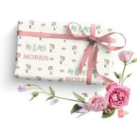 Personalized Wedding Gift Wrap With Adorable Bride & Groom Illustration, Name On Engagement Paper, Custom Names Bag | Etsy (US)