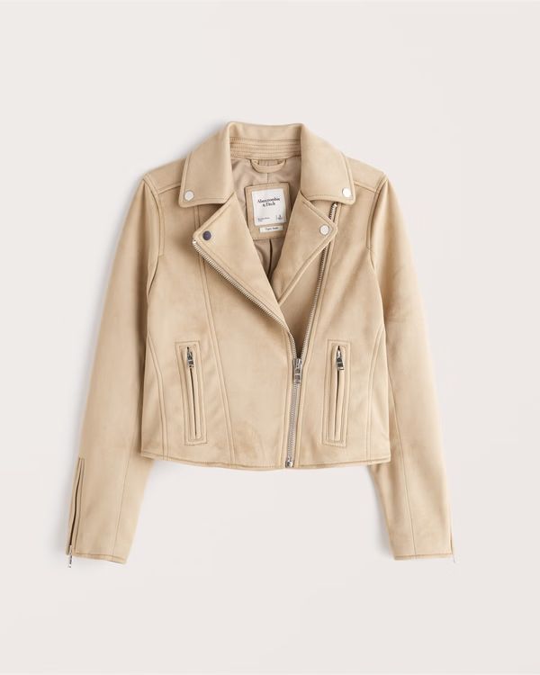 Vegan Suede Moto Jacket - Abercrombie - Spring Jacket - Spring Outfits | Abercrombie & Fitch (US)