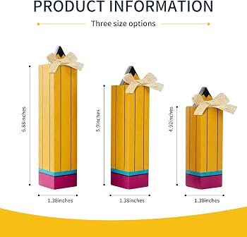 3Pcs Back to School Table Decorations First Day of School Table decortions Wooden Pencil Block De... | Amazon (US)