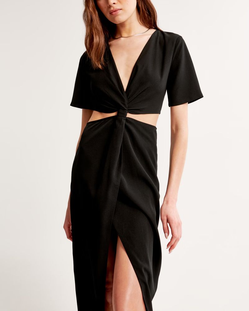 Knotted Cutout Midi Dress | Abercrombie & Fitch (US)