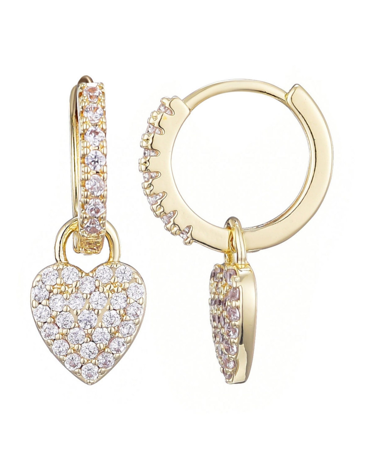 Adornia Gold Plated Cubic Zirconia Heart Huggie Earrings - Gold | Macy's