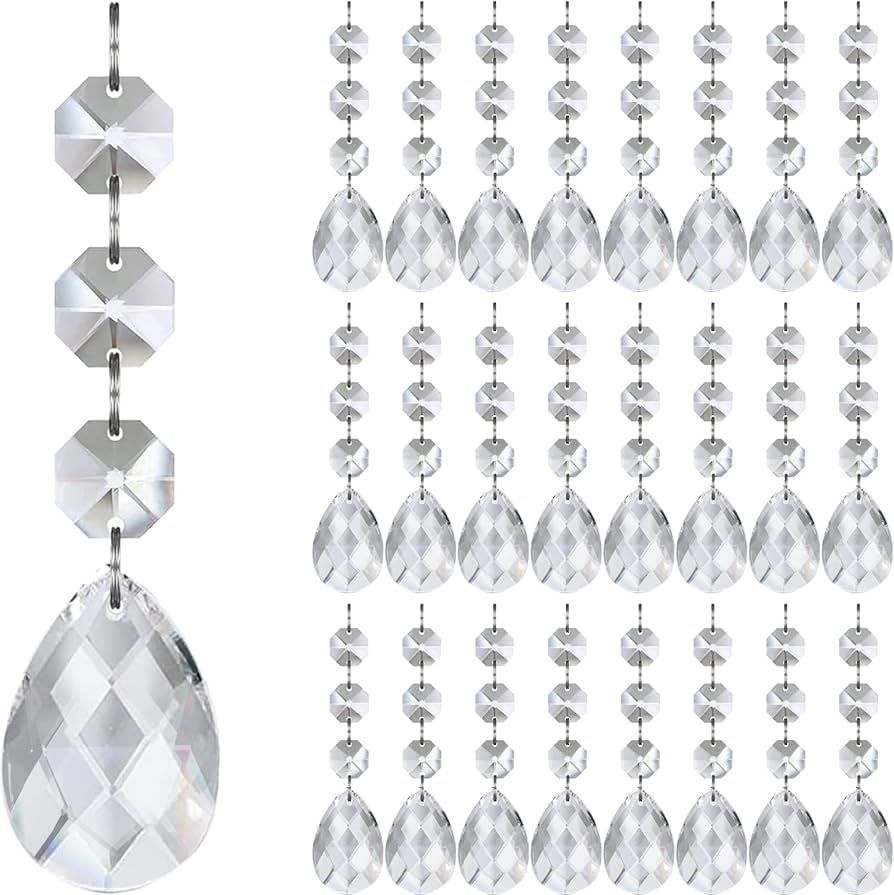 Jishi Crystal Teardrop Ornaments Christmas Tree Decorations 30pk Clear Plastic Hanging Acrylic Cr... | Amazon (US)
