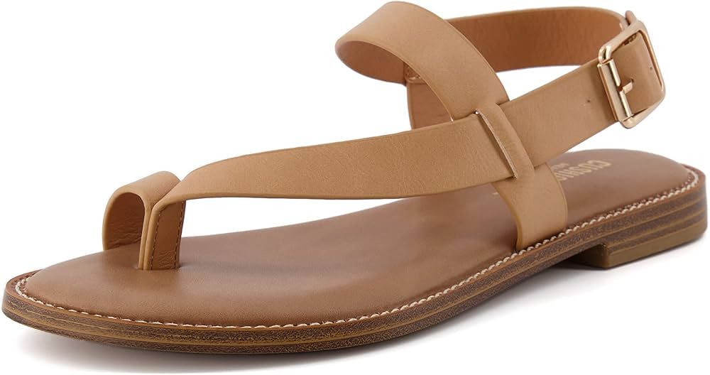 CUSHIONAIRE Women's Lennox toe loop sandal +Memory Foam, Wide Widths Available | Amazon (US)