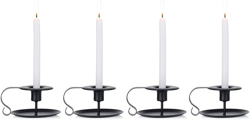 Nuptio Taper Candle Holder Black Candlestick Holders 4 Pcs Retro Iron Candle Stick Candle Holder ... | Amazon (US)