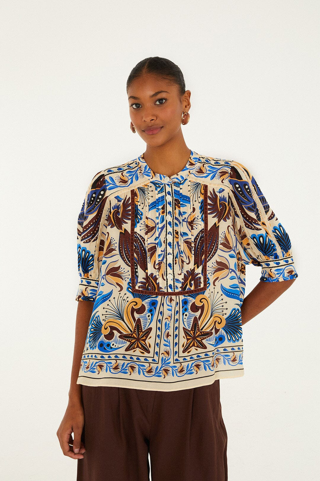 Sand Nature Land Blouse, NATURE LAND SAND / XXS | FarmRio (US)