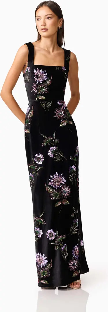 Clio Embellished Velvet Sheath Gown | Nordstrom