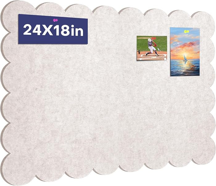 Scalloped Felt Bulletin Board, 24 x 18 Inches Pin Cork Board with 20 Pushpins - Decorative Cork A... | Amazon (US)