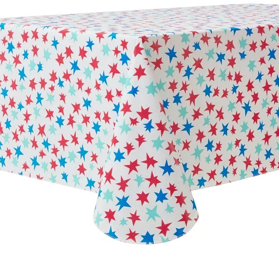 Mainstays Summer Fun PEVA Tablecloth, Indoor & Outdoor for Table 60" x 102" - Stars | Walmart (US)