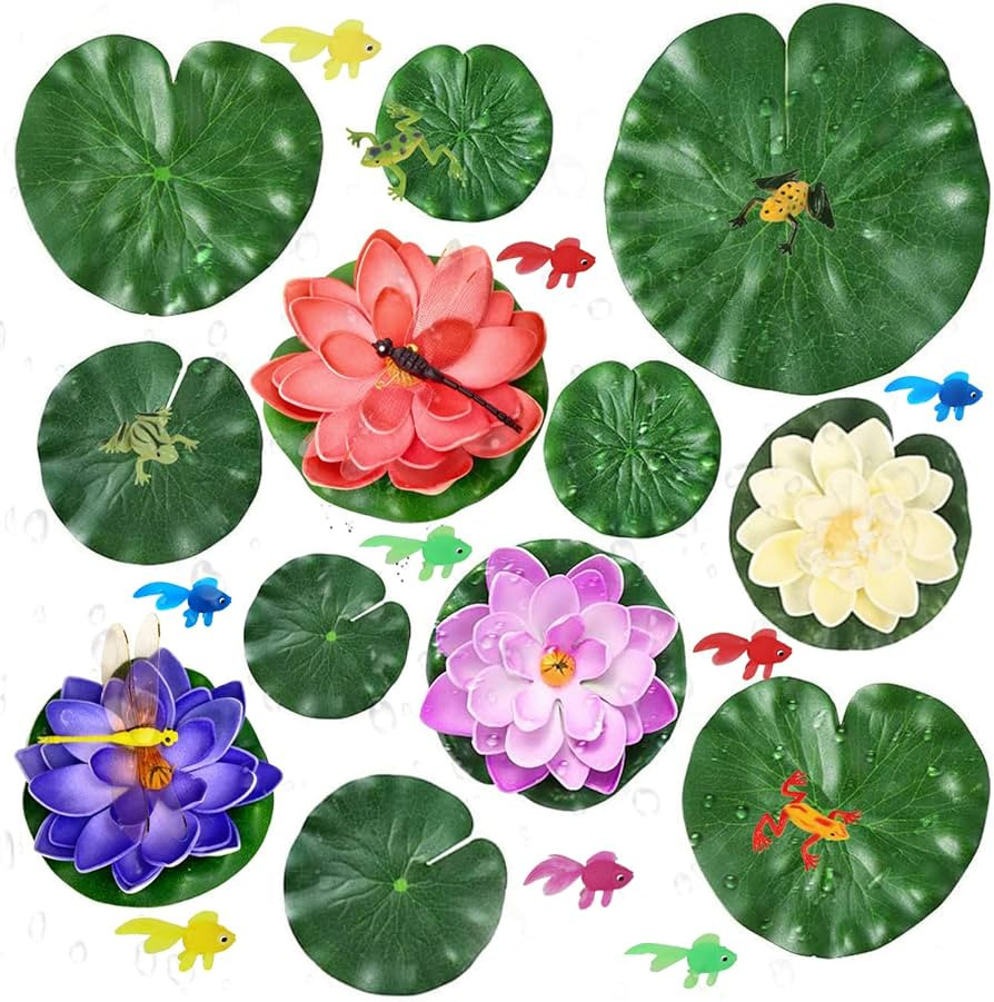 29 Pieces Realistic Floating Lily Pads Artificial Water Floating Foam Water Lily with Artificial ... | Amazon (US)