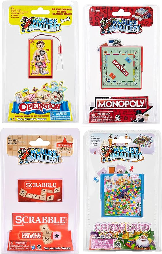 World's Smallest Board Games Set of 4 - Scrabble, Monopoly, Operation, Candy Land (Bundle) | Amazon (US)