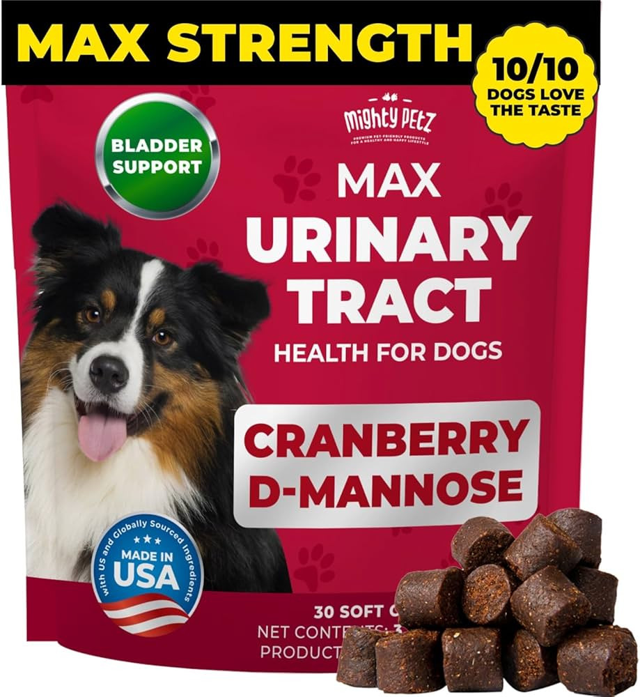 Mighty Petz MAX Cranberry for Dog UTI Treatment - MAX Strength Cranberry Supplement for Dogs + D-... | Amazon (US)
