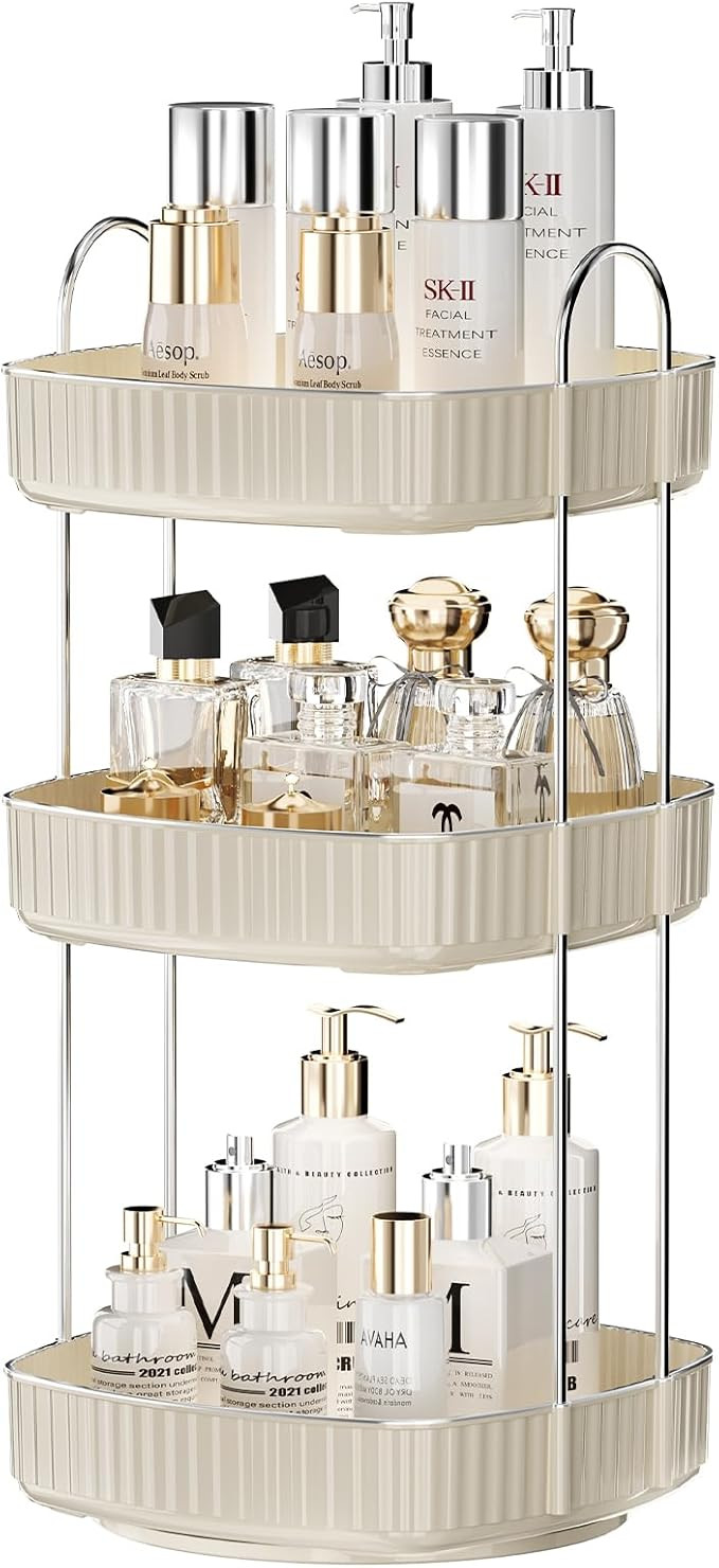 YCIA&DONE 360 Rotating Makeup Organizer for Vanity, 2 Tiers New Square Shaped Cosmetics Organizer... | Amazon (US)