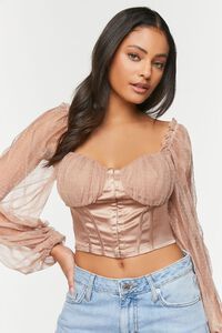 Dotted Mesh Satin Bustier Top | Forever 21 (US)