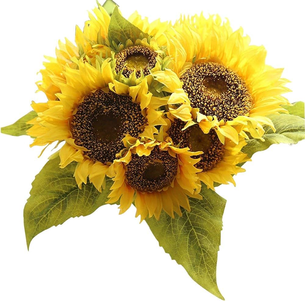 Sunflowers Artificial Flowers Bouquet for Home Decoration Wedding Decor Silk Bride Holding Floral... | Amazon (US)