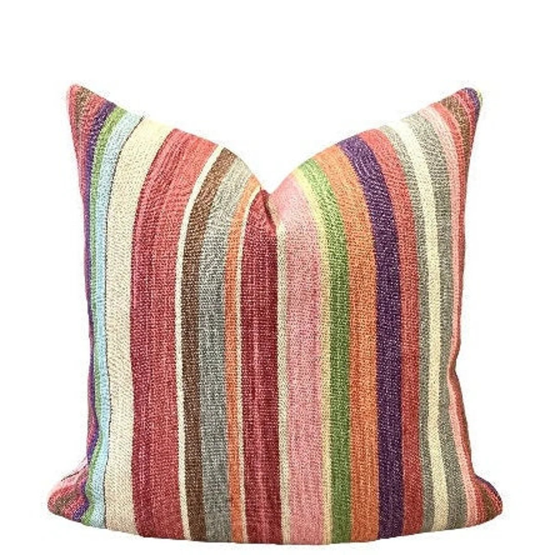 Summer Stripe Pillow Cover // Vibrant Pink Striped Pillow Cover 20x20 22x22 18 20 22 24 26 Euro L... | Etsy (US)