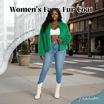 Fur Coats For Women, 2025 Plus Size Faux Fuzzy Jacket Fluffy Long Sleeve Winter Coat with Pockets... | Amazon (US)