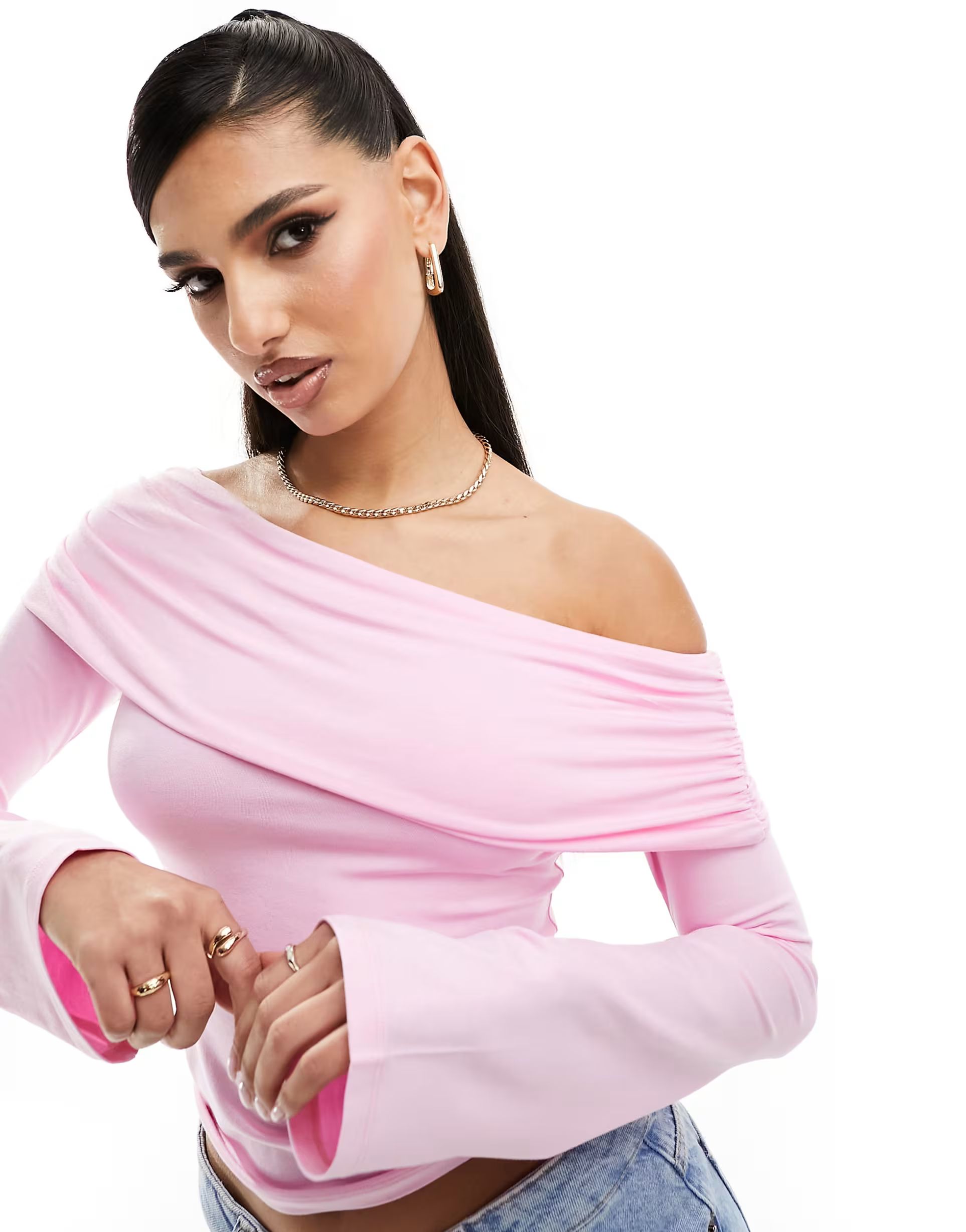 ASOS DESIGN one shoulder top in pink | ASOS | ASOS (Global)