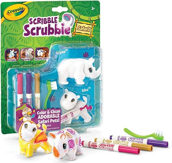Crayola Scribble Scrubbie Safari Animals, Rhino and Hippo, 2 Count, Creative Toy, Gift for Kids, ... | Amazon (US)
