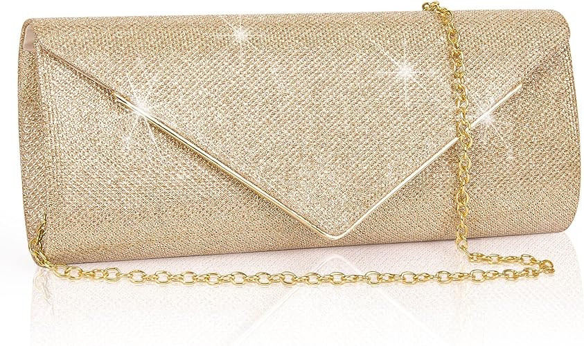 Larcenciel Clutch Purses for Women, Sparkling Envelope Evening Bag with Detachable Chain | Amazon (US)