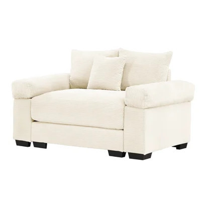 Cream 54.3" Oversized Modular Sectional Couch Featuring , Ergonomic Design, High - Density Corduroy, And Easy Assembly For Comfortable Living Room Clo | Wayfair North America