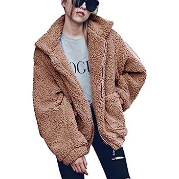 PRETTYGARDEN Women's Fashion Long Sleeve Lapel Zip Up Faux Shearling Shaggy Oversized Coat Jacket... | Amazon (US)