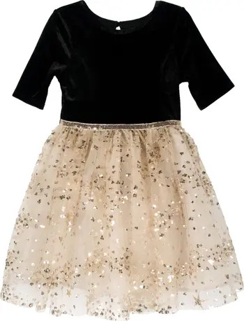 Kids' Sequin Velvet & Mesh Party Dress | Nordstrom