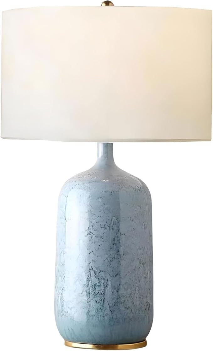 Light Blue Ceramic Table Lamp, Modern Ceramic Blue Lamps, Simple Bedroom Bedside Table Lamp,for L... | Amazon (US)