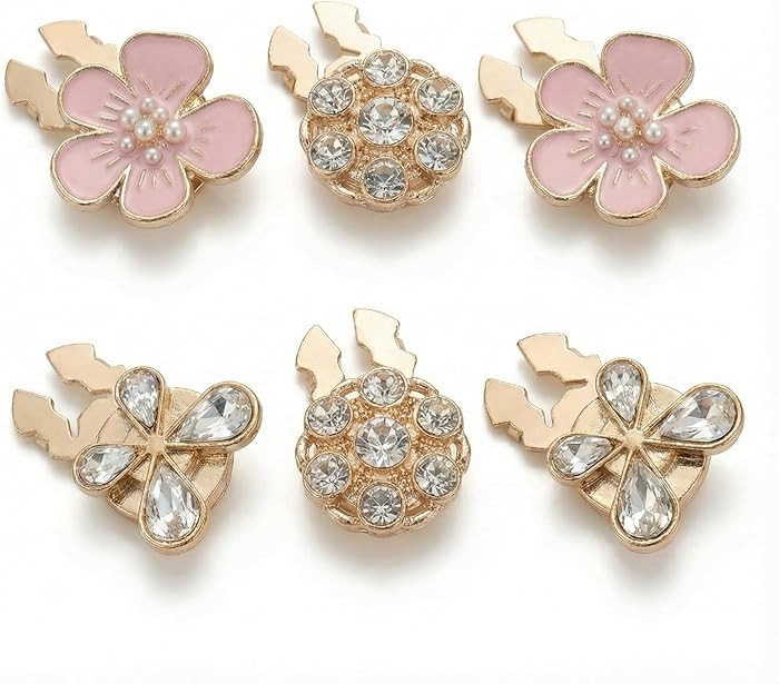 6 Pcs Premium Button Covers Set for Women Shirt Blouse Cuff, Flower Butterfly Crystal Shape No Se... | Amazon (US)