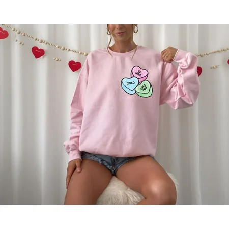 Conversation Hearts Sweater, Candy Hearts, Valentines Day Shirt, Valentines Conversation Heart, Retro Style V-Day, Fun Cute Crewneck All Size S-5Xl | Walmart (US)