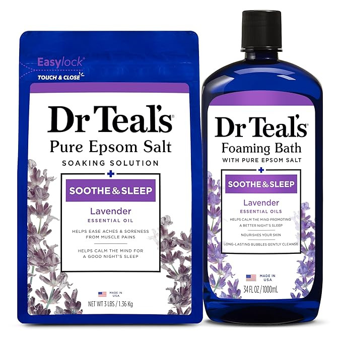 Dr Teal's Pure Epsom Magnesium Salt Soak and Foaming Bath, Soothe & Sleep with Lavender Essential... | Amazon (US)