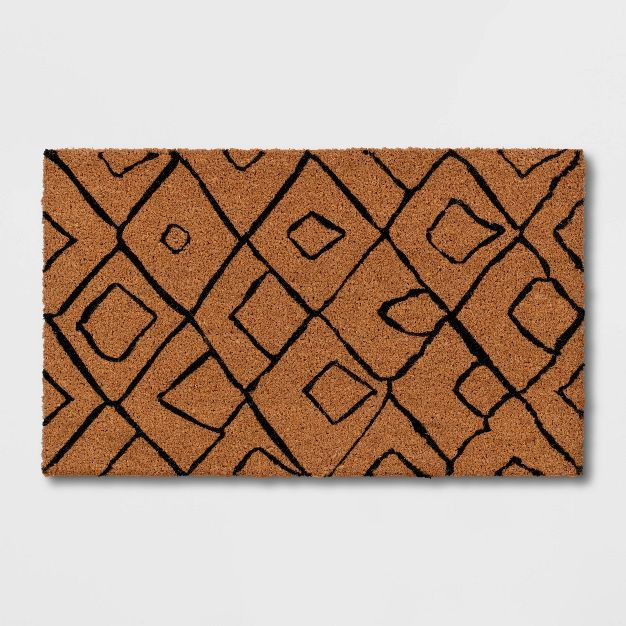 1'6" x 2'6" Outdoor Door Mat Neutral with Black Geo - Threshold™ | Target