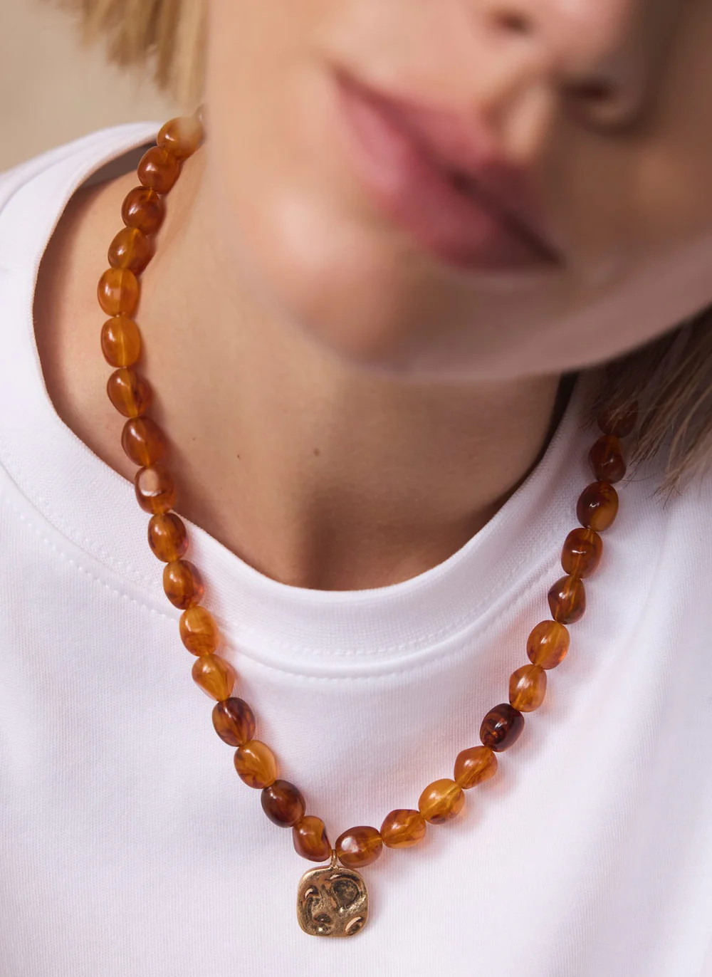 Red Beaded Charm Necklace | Mint Velvet