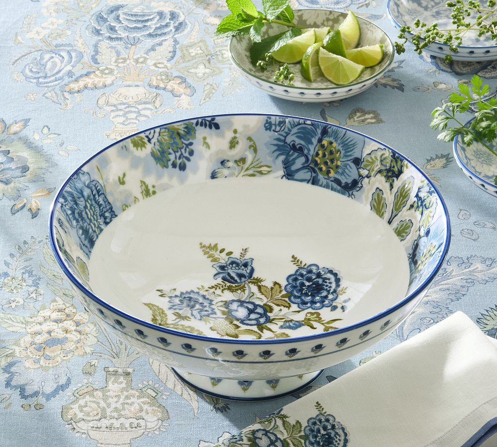 Kravet Jardin Stoneware Footed Serving Bowl | Pottery Barn CA