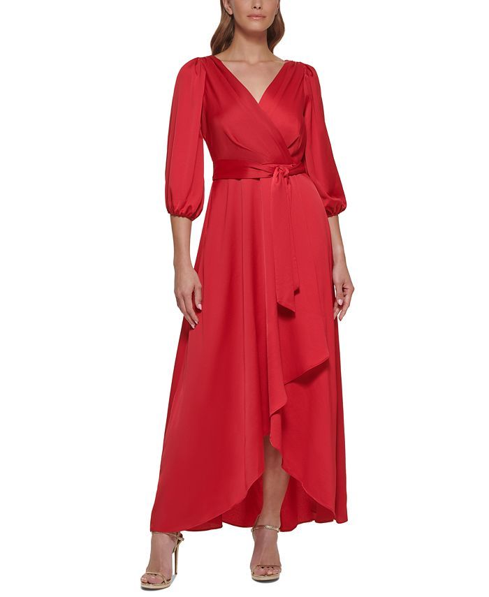 DKNY Balloon-Sleeve Satin Gown & Reviews - Dresses - Women - Macy's | Macys (US)