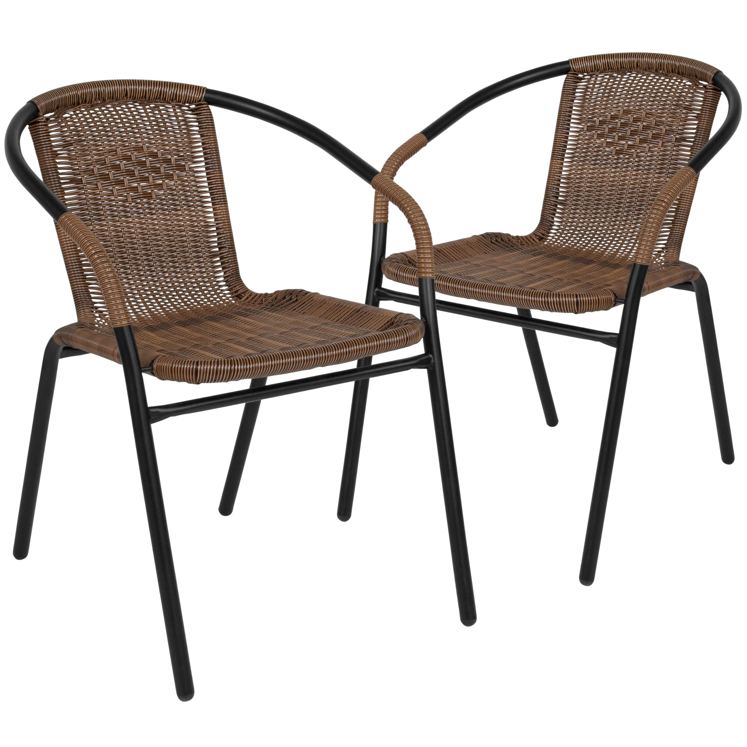 Flash Furniture Lila Modern Rattan Indoor/Outdoor Stackable Dining Chairs, Stacking Rattan Bistro... | Amazon (US)