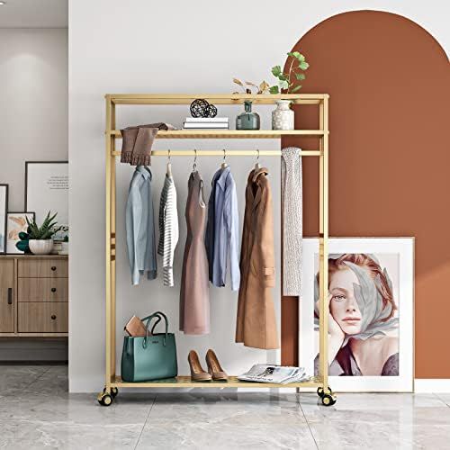 TIEOU Fashion Modern Gold Clothing Rack, Clothes Rack Heavy Duty, Clothing Racks for Hanging Clot... | Amazon (US)