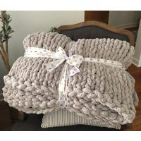 x Large Chunky Fuzzy Hand Knit Chenille Blanket | Available in A Variety Of Colors | Etsy (US)