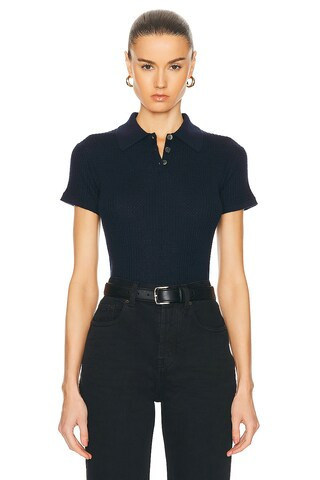Guest In Residence Shrunken Polo Top in Navy | FWRD 
