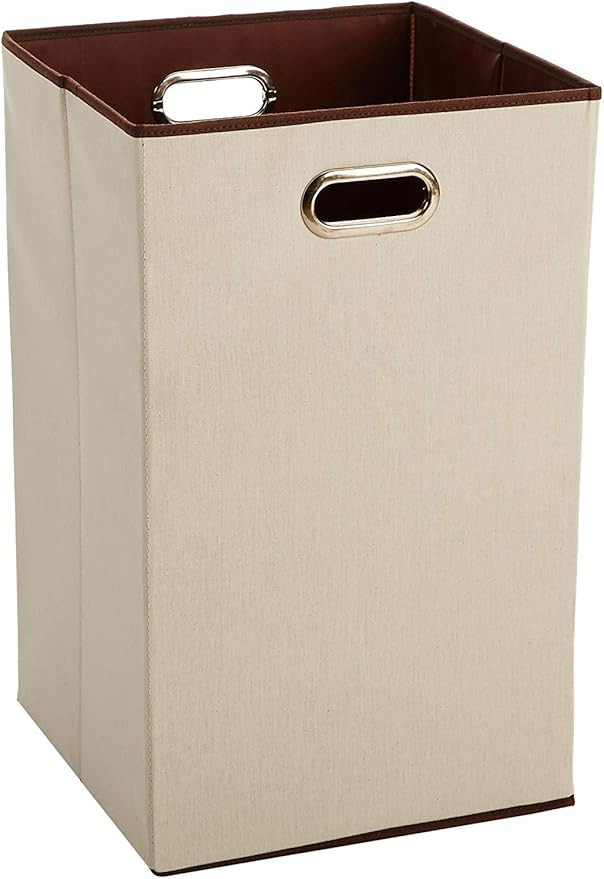 Amazon Basics Rectangular Foldable Laundry Basket Hamper, Beige,Brown | Amazon (US)