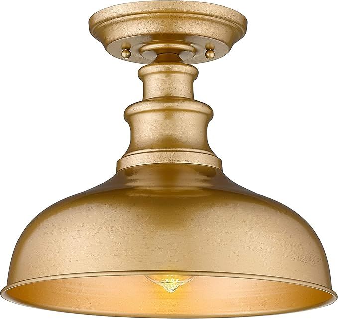 Zeyu Ceiling Light Semi Flush Mount, 1-Light Indoor Ceiling Light Fixture in Gold Finish, 02A391 ... | Amazon (US)