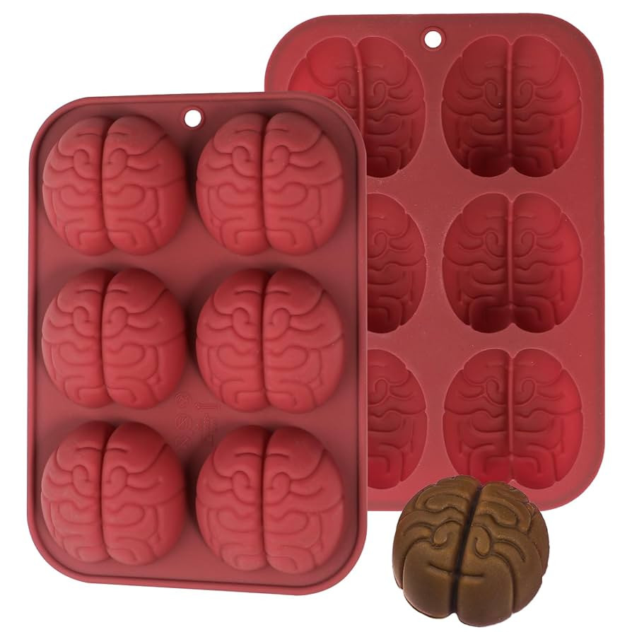 Kamehame Brain Chocolate Molds, 2 Pcs Halloween Silicone Brain Cake Candy Cupcake Mold | Amazon (US)