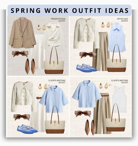 Spring work outfit ideas 👩🏼‍💻

‼️Don’t forget to tap 🖤 to add this post to your favorites folder below and come back later to shop

Make sure to check out the size reviews/guides to pick the right size

Linen blend trousers, satin skirt, maxi skirt, work outfit, office outfit, blue short sleeved shirt, white tank top, blue mesh flats, mesh ballerinas, canvas tote bag, linen jacket, tortoise sunglasses, wrap linen shirt

#LTKsummer #LTKspring #LTKworkwear