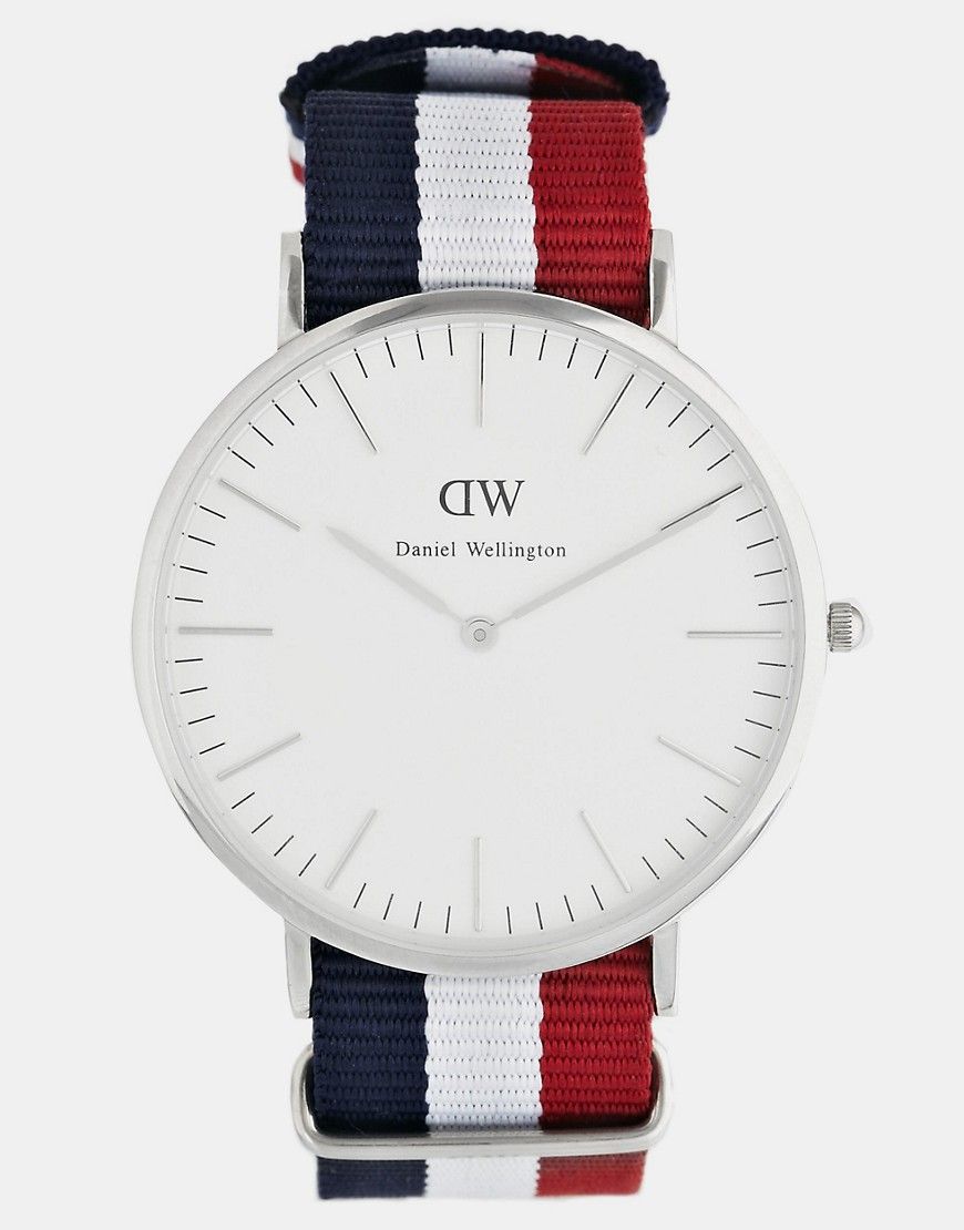 Daniel Wellington Cambridge Silver Canvas Strap Watch | ASOS US