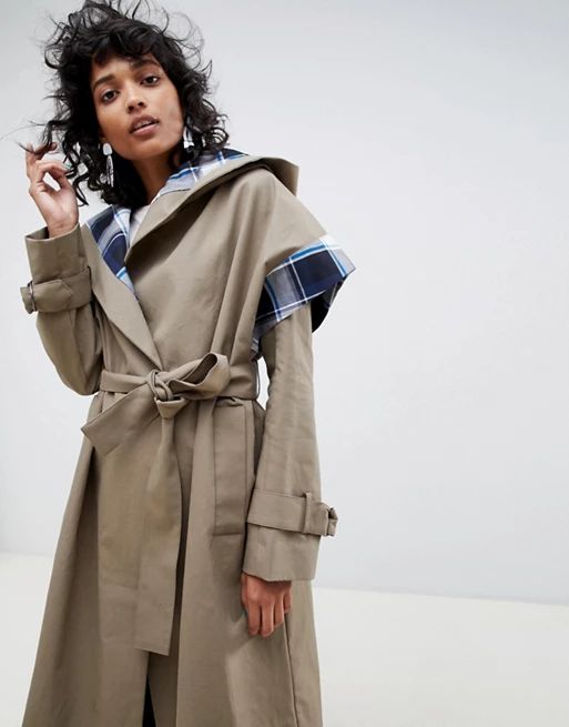 ASOS WHITE trench coat with check lining | ASOS US