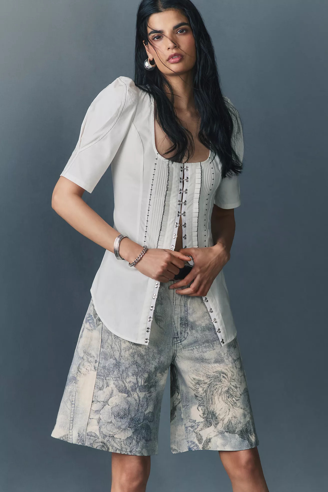 By Anthropologie Puff-Sleeve Bustier Blouse | Anthropologie (US)