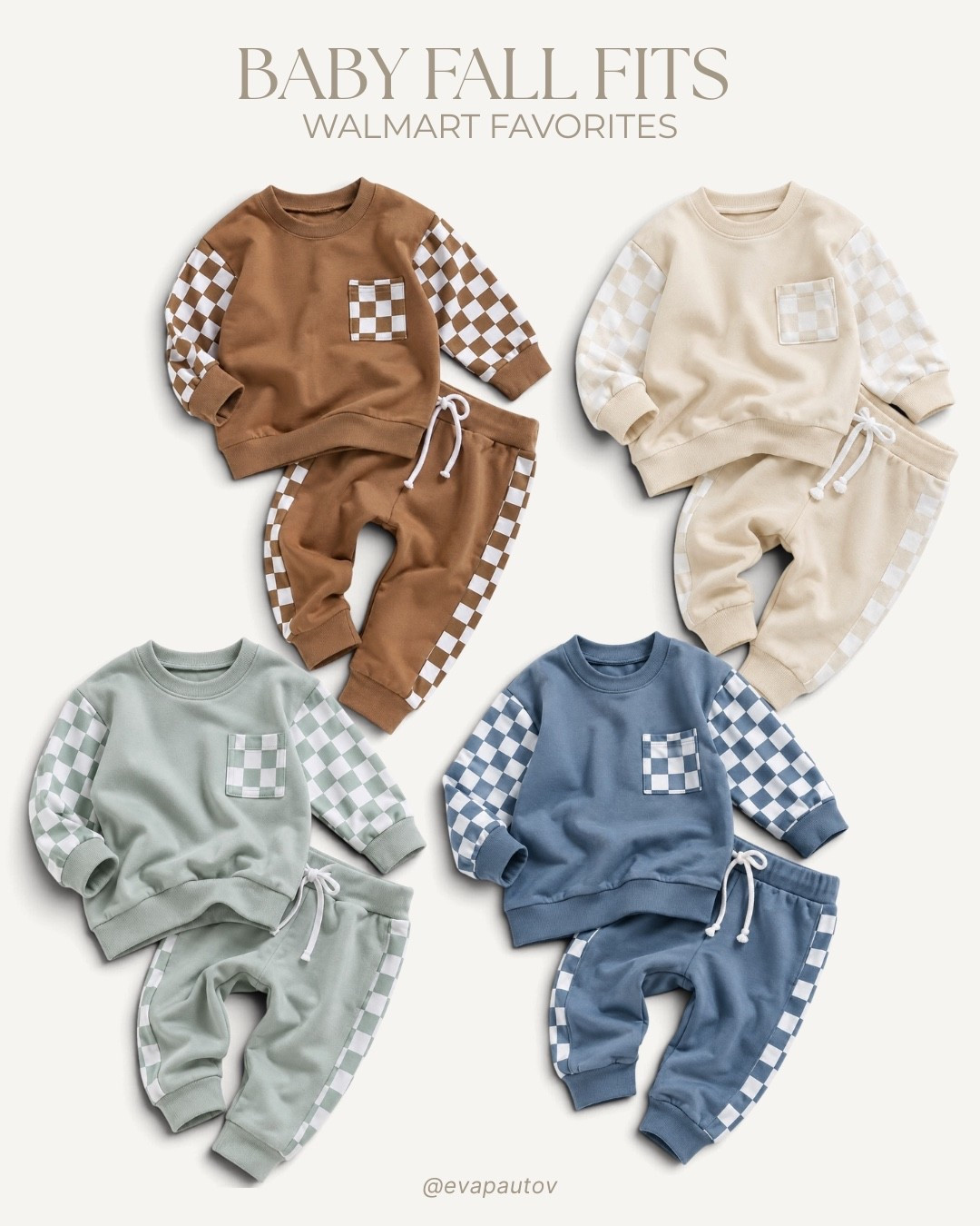 The sweetest little fall fit for baby 🍂 this cozy sweater and pants set comes in several different colors with the cutest checkered details!
