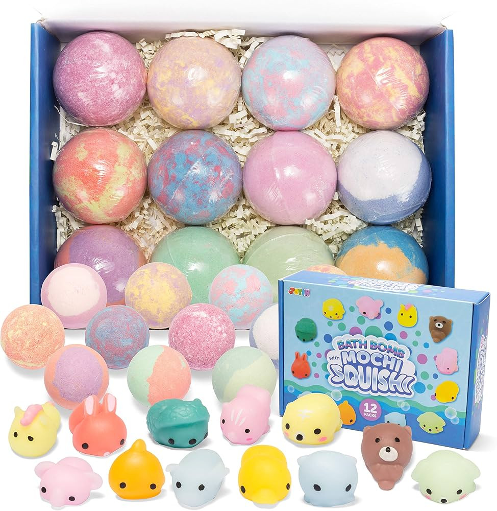 JOYIN Big Bath Bombs for Kids with Mochi Squishy Toy, 12 Pack Bubble Bath Bombs with Surprise Toy... | Amazon (US)