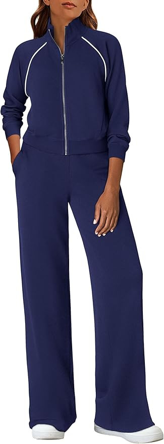 PRETTYGARDEN Womens 2 Piece Outfits Sweatsuits 2025 Fall Full Zip Sweatshirts Workout Pants Match... | Amazon (US)